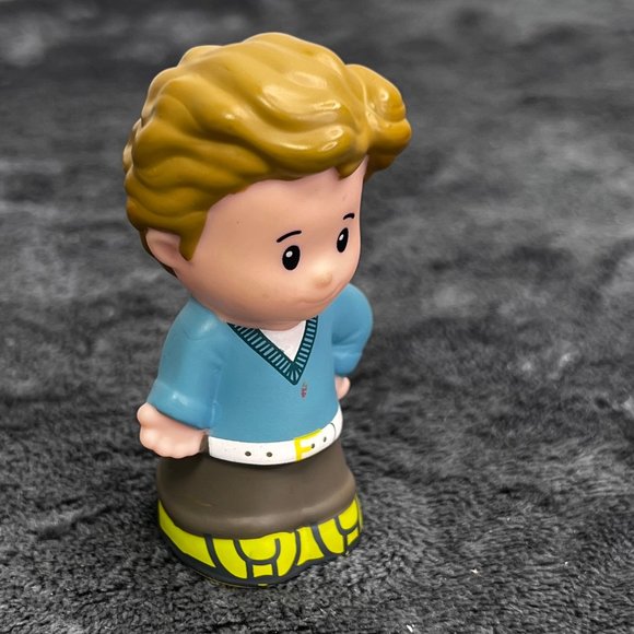 Fisher Price Little People Boy Blue Sweater V Neck Gray Pants - Picture 4 of 5